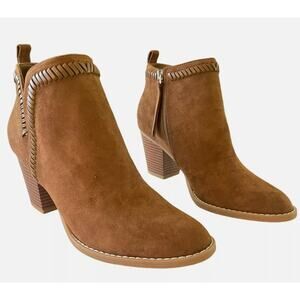 DV8 Dolce Vita Jace Brown Boots 10 Tan NWOT Faux Suede Ankle Booties Stitch